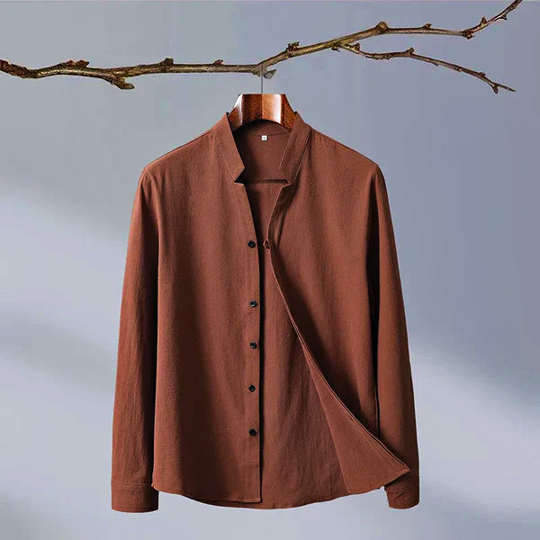 Relea | Relaxed-Fit Linen Shirt with Band Collar 1