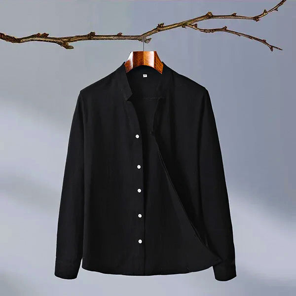 Relea | Relaxed-Fit Linen Shirt with Band Collar 4