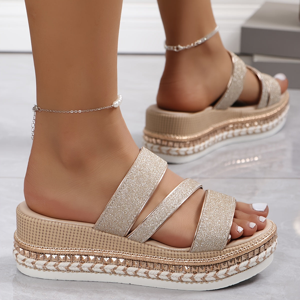 Reyna | Women's Orthopedic Strappy Platform Slide Sandals