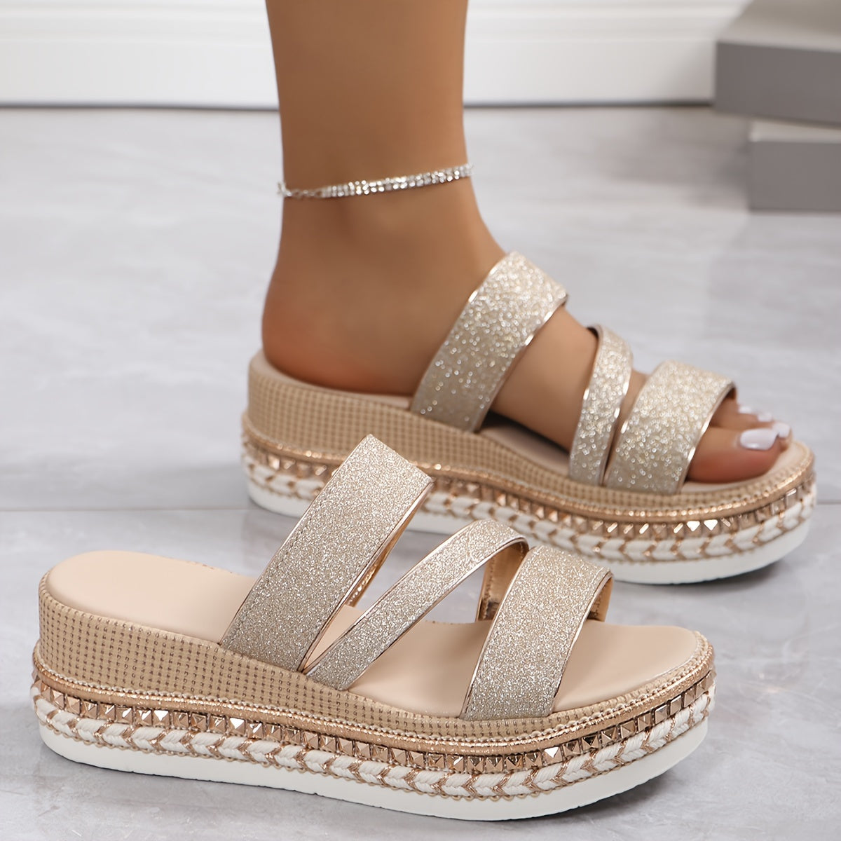 Reyna | Women's Orthopedic Strappy Platform Slide Sandals