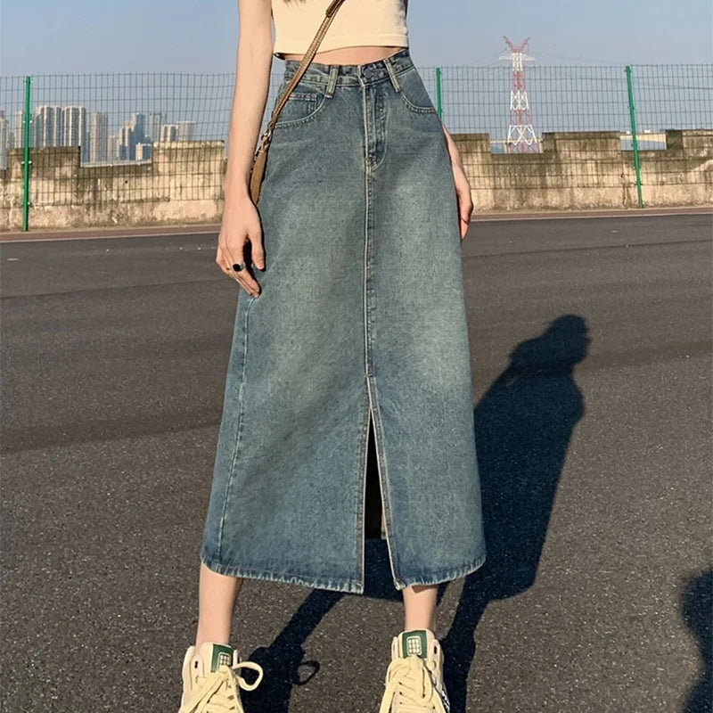Sable | High-Waist Denim Midi Skirt 6