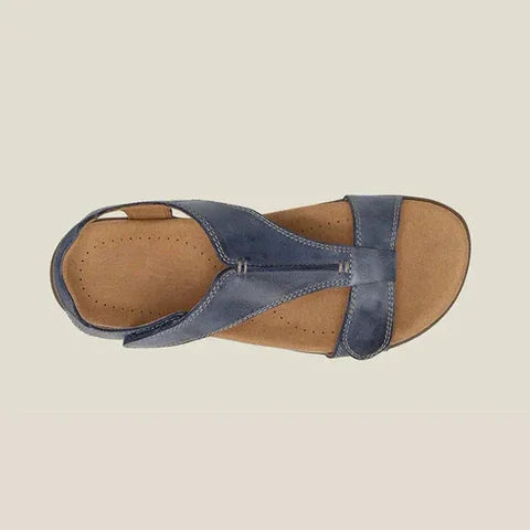 Samantha | Women's Flat T-Strap Sandals Adjustable Ankle Strap 6