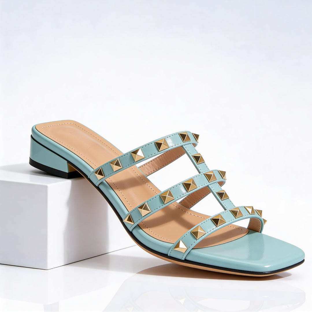 Sandra | Women's Block Heel Slide Sandals Studded Strappy  2