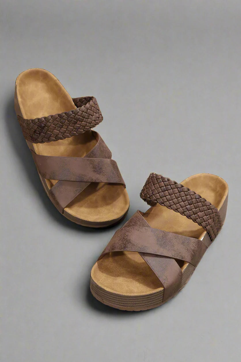 Sandra | Women's Slide Sandals Woven Crossover Strap Flatform 5