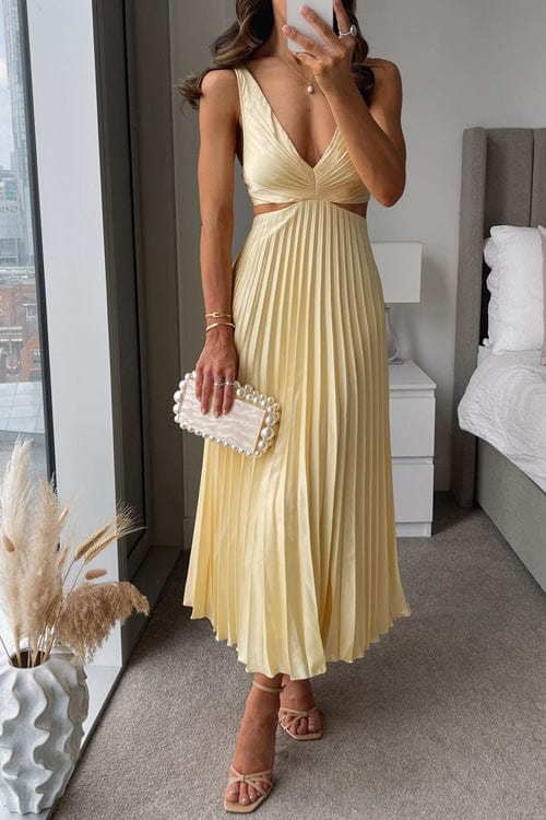 Sannea | Pleated Midi Wedding Guest Dress 0