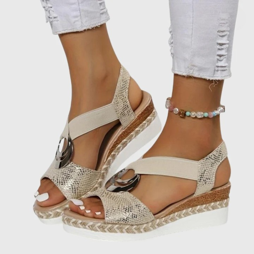 Sara | Women's Wedge Sandals Espadrille Ankle Strap Metallic 11