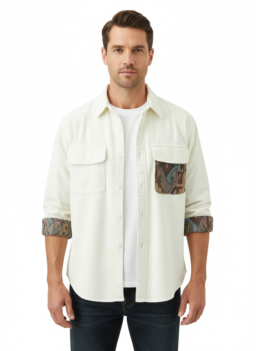 Scott | Men's Corduroy Shirt Relaxed Fit Contrast Pocket
