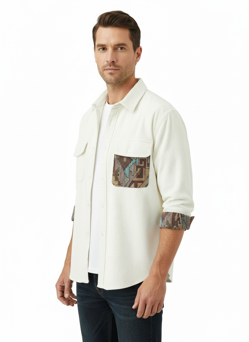 Scott | Men's Corduroy Shirt Relaxed Fit Contrast Pocket 1