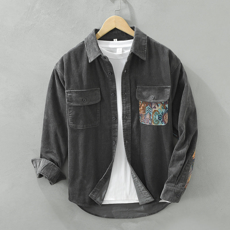 Scott | Men's Corduroy Shirt Relaxed Fit Contrast Pocket 3