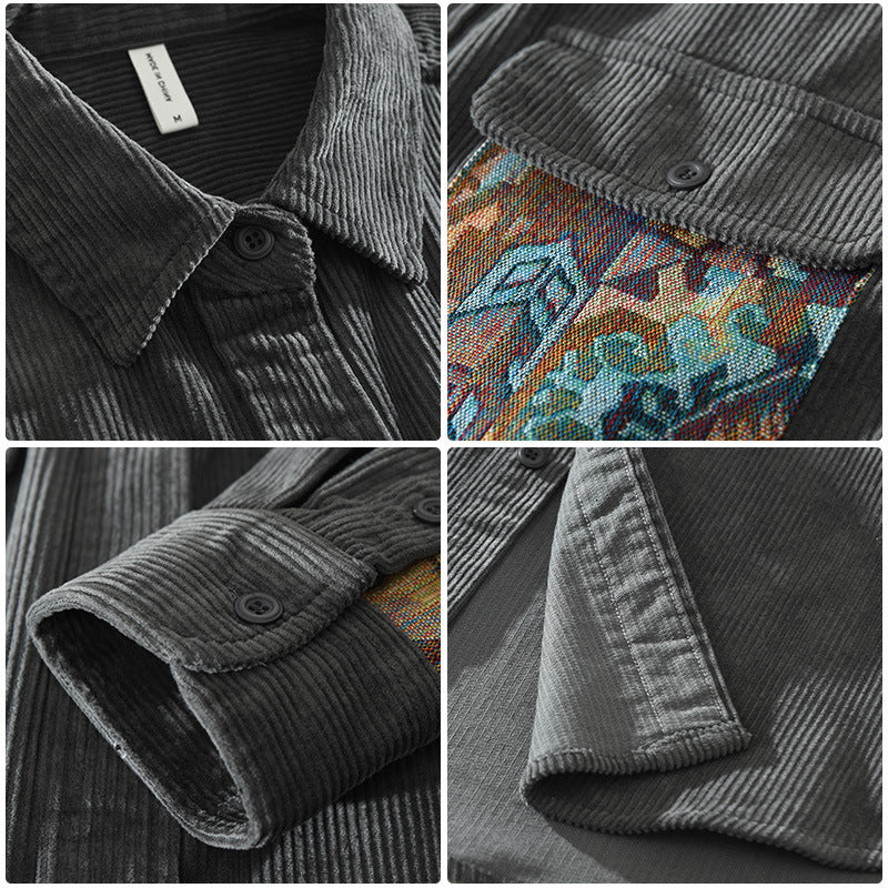 Scott | Men's Corduroy Shirt Relaxed Fit Contrast Pocket 7