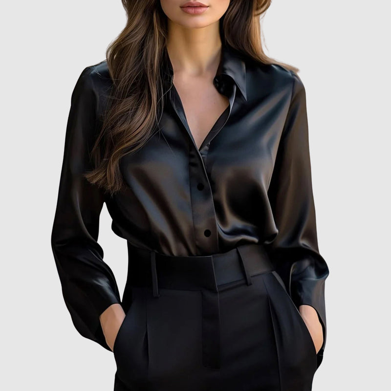 Soflair | Satin Shimmer Button Up Shirt 1