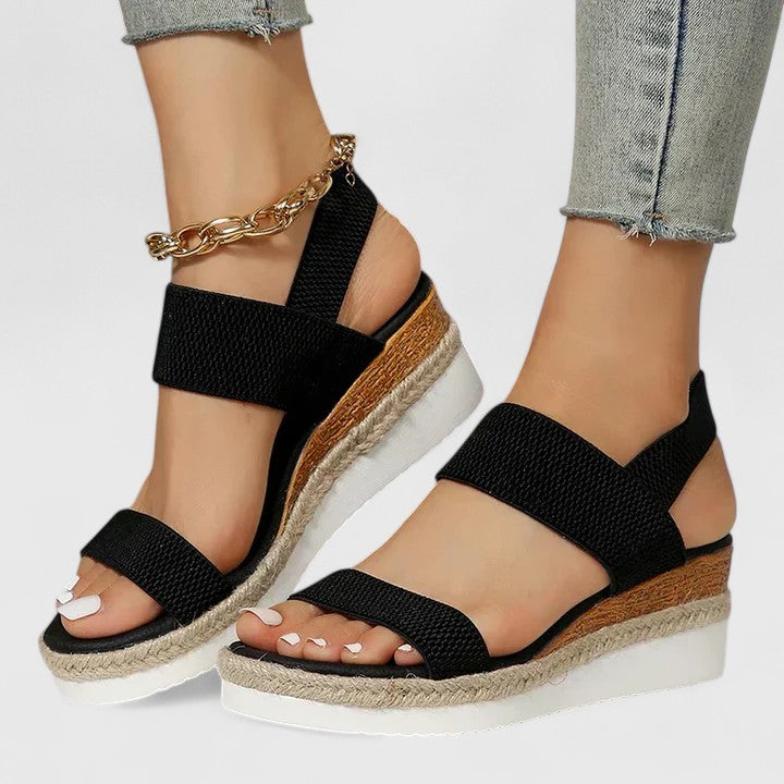 Sophia | Women's Wedge Sandals Elastic Strap Espadrille 1