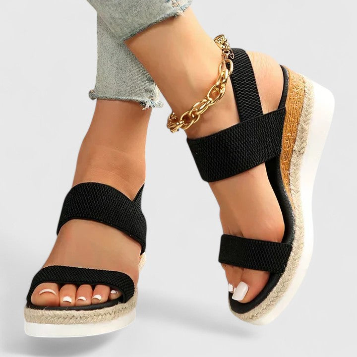 Sophia | Women's Wedge Sandals Elastic Strap Espadrille 2