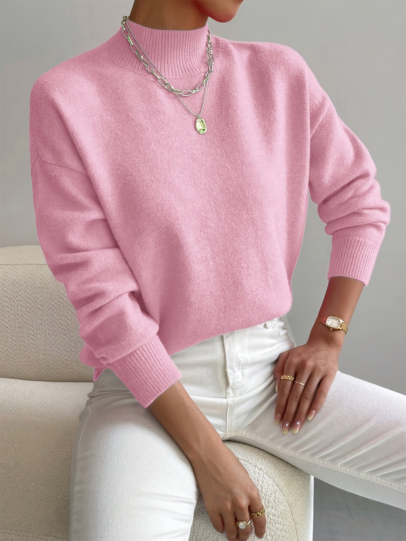 Sophie | Women's Mock Neck Sweater Relaxed Fit Long Sleeve 2