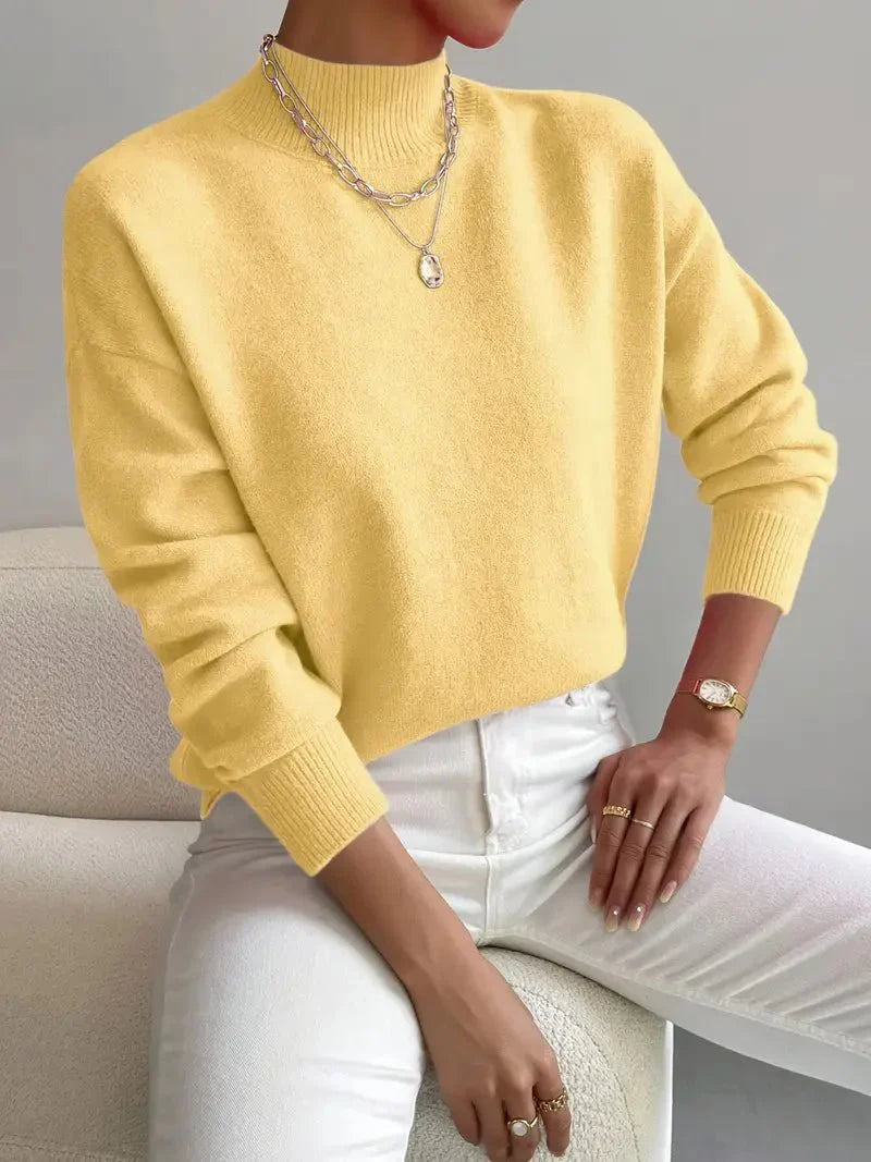 Sophie | Women's Mock Neck Sweater Relaxed Fit Long Sleeve 3