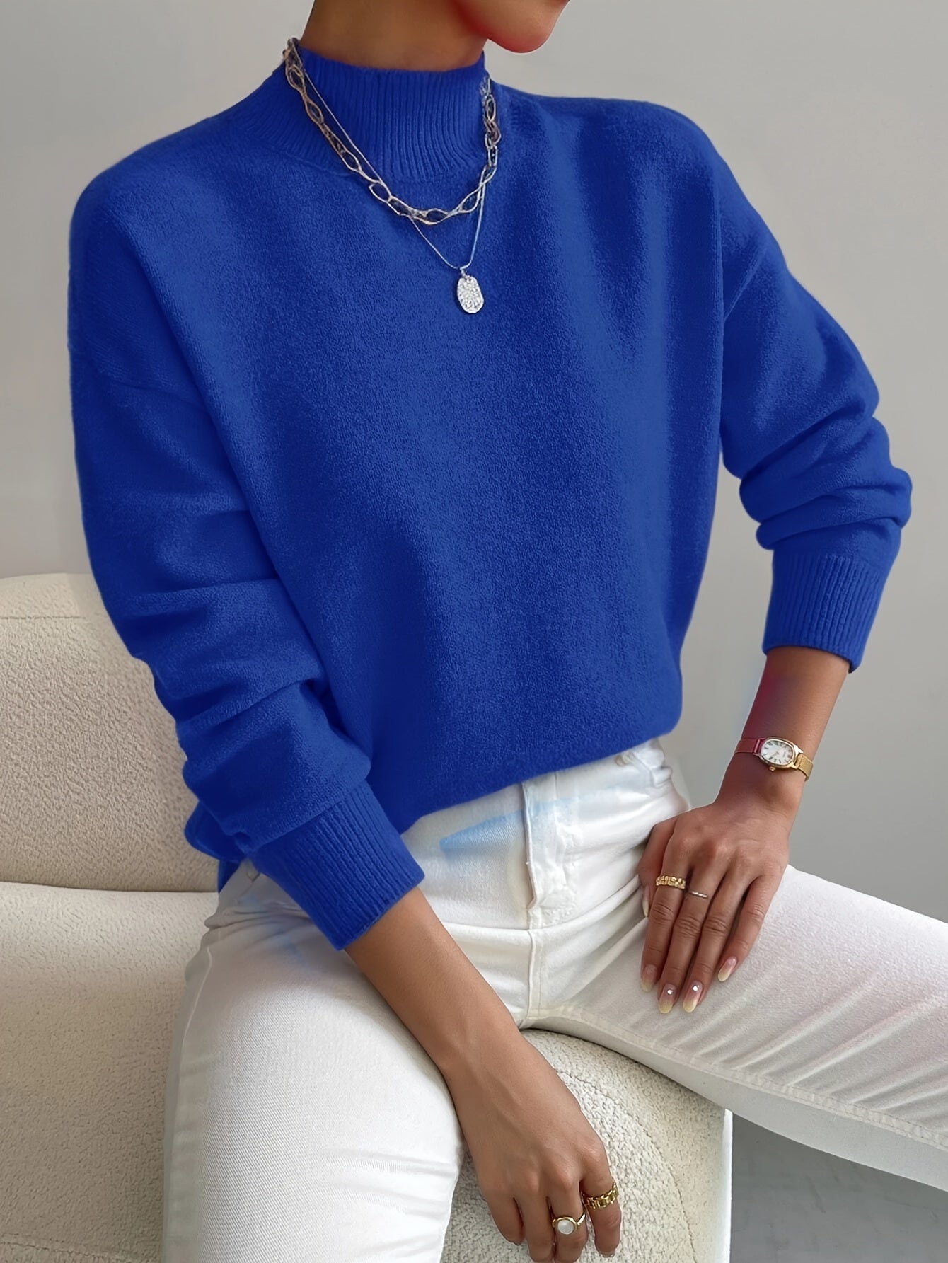 Sophie | Women's Mock Neck Sweater Relaxed Fit Long Sleeve 8
