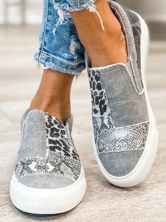 Stacy | Women's Slip-On Sneakers Snake Print Flatform Canvas 2