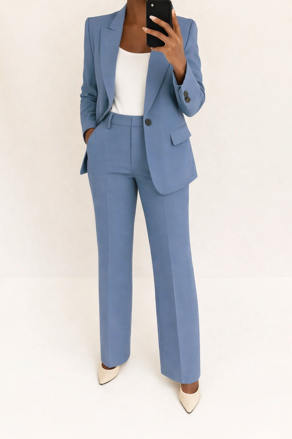 Stella | Women's Single Button Blazer Straight Leg Suit Set