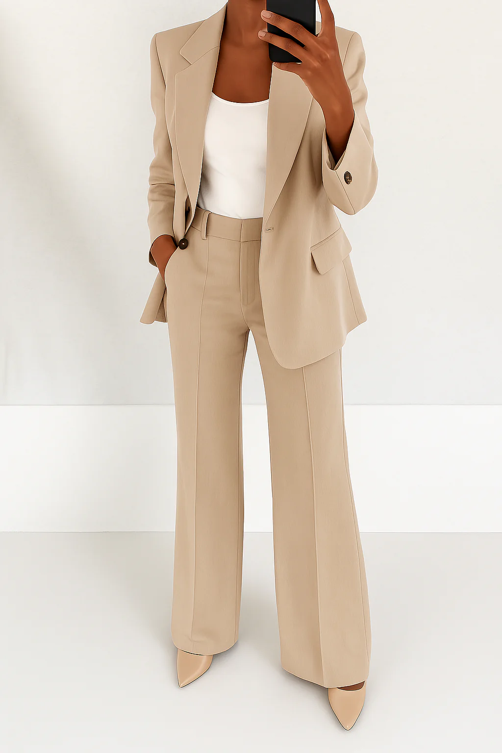Stella | Women's Single Button Blazer Straight Leg Suit Set 2