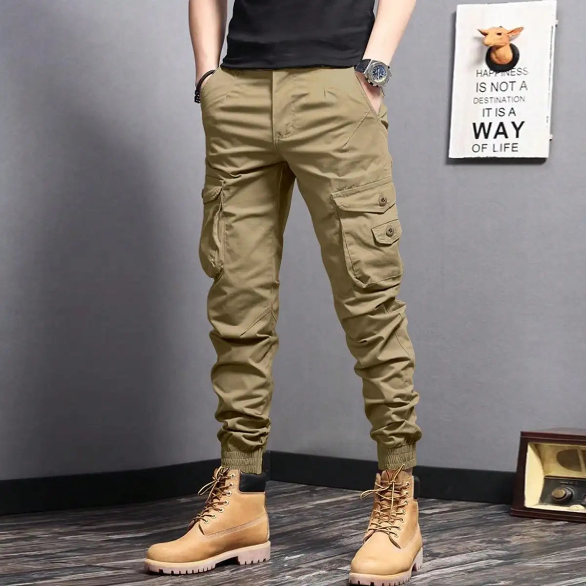 Tactica | Black Cargo Pants with Ample Pocket Space 7