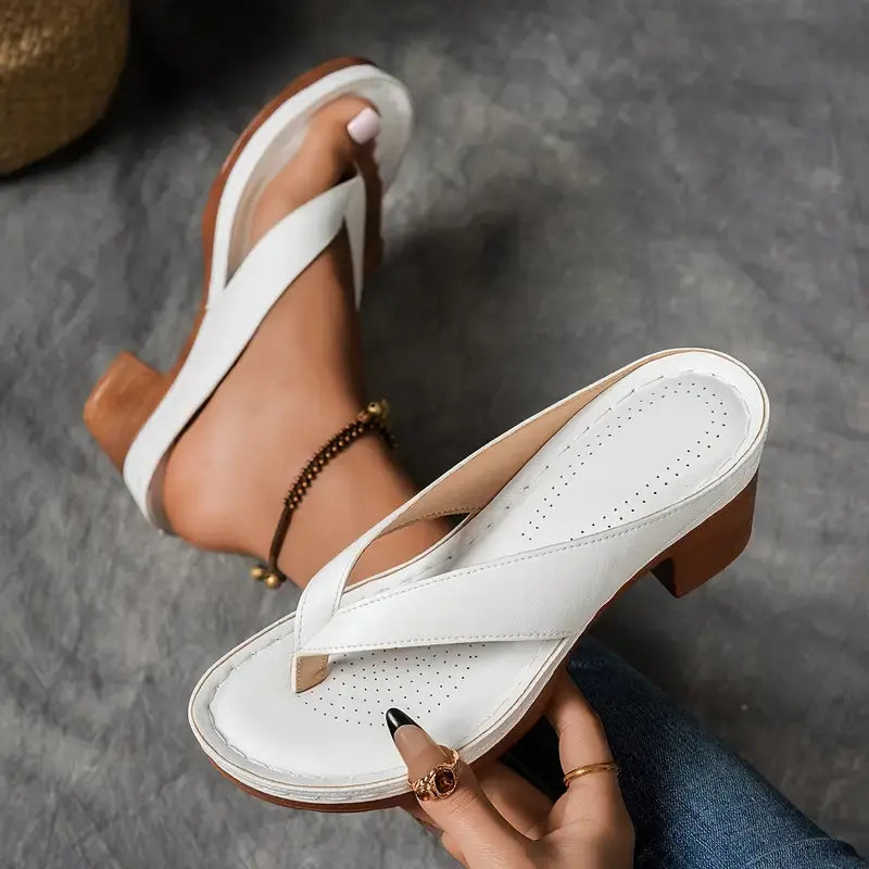 Tessa | Women's T-Strap Block Heel Slip On Sandals  5