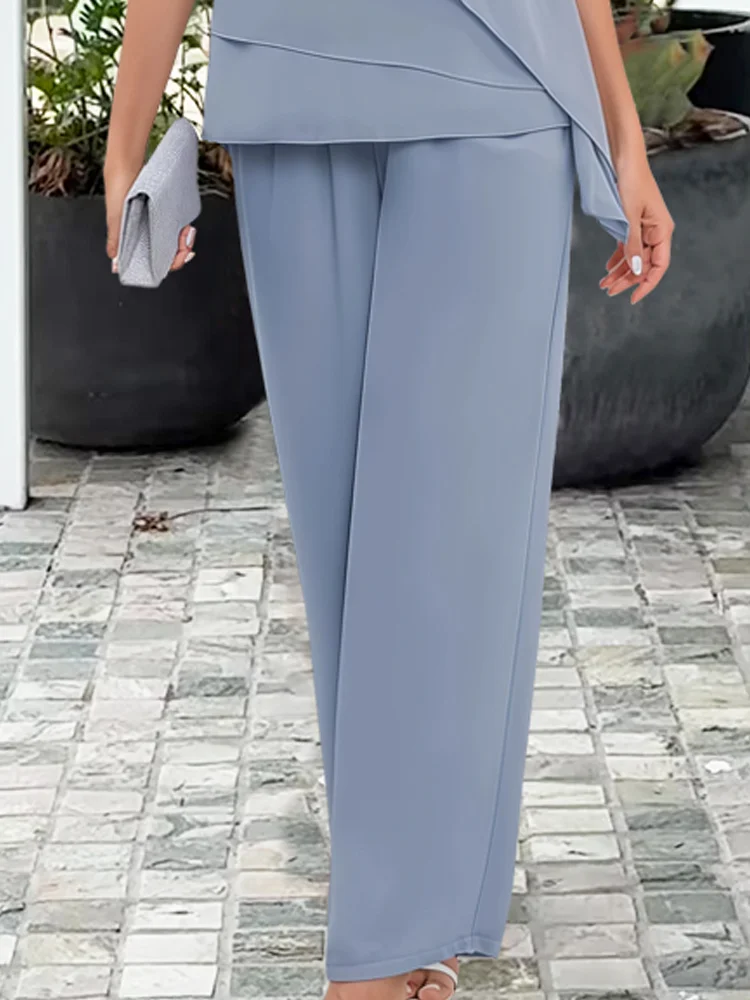 Tilda | Women's Layered Chiffon Top Wide Leg Two-Piece Set 3