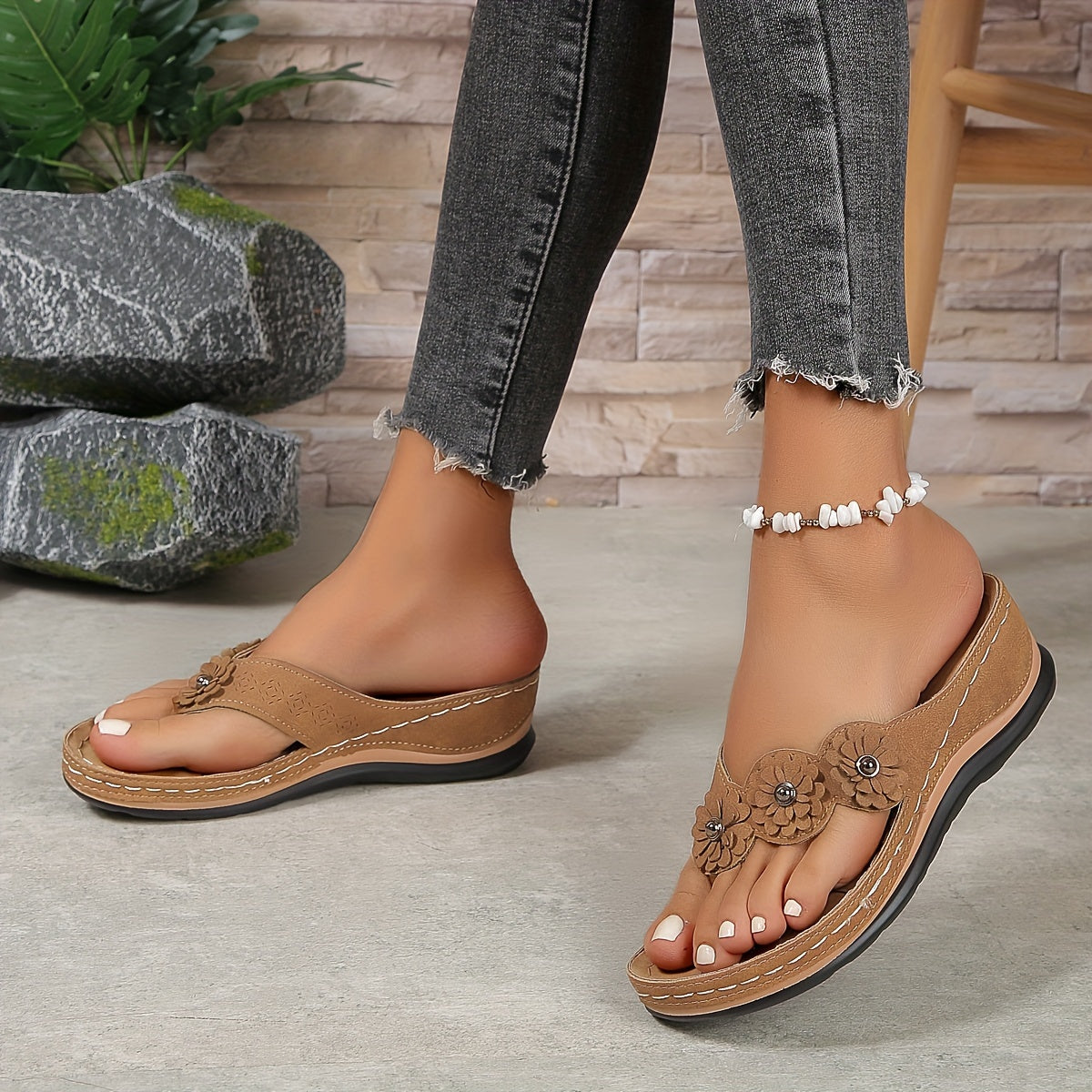 Tilda | Women's Thong Wedge Sandals 6