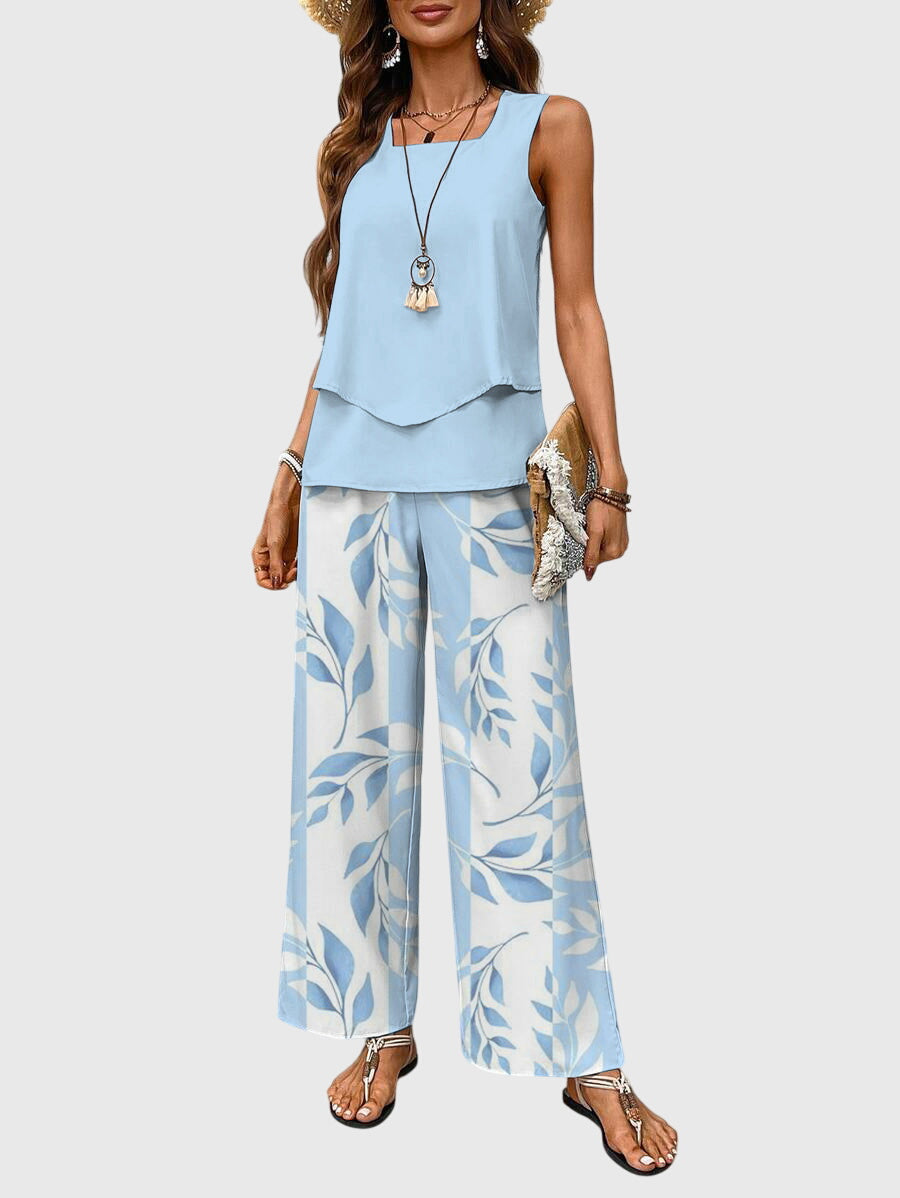 Tina | Women's Layered Top Wide Leg Set