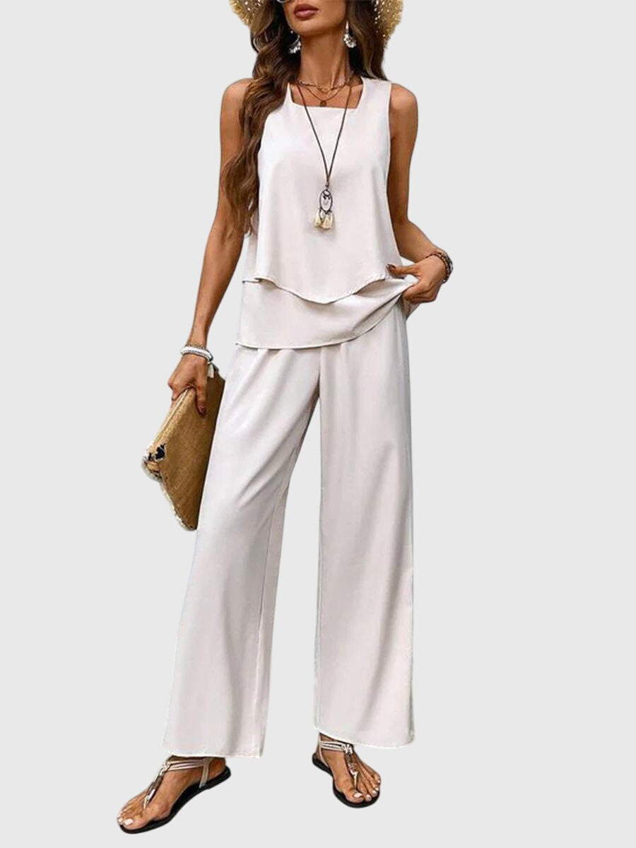 Tina | Women's Layered Top Wide Leg Set 5