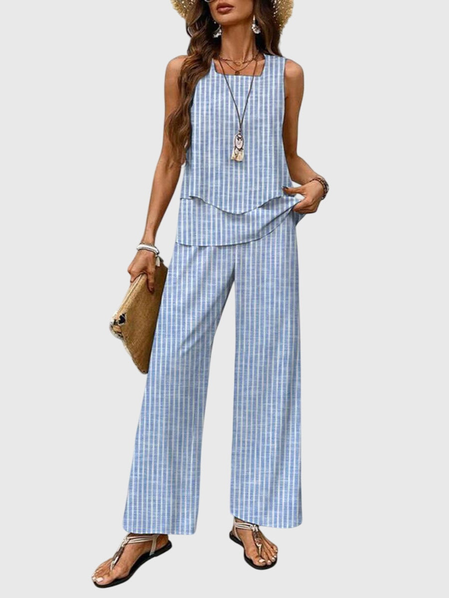 Tina | Women's Layered Top Wide Leg Set 7