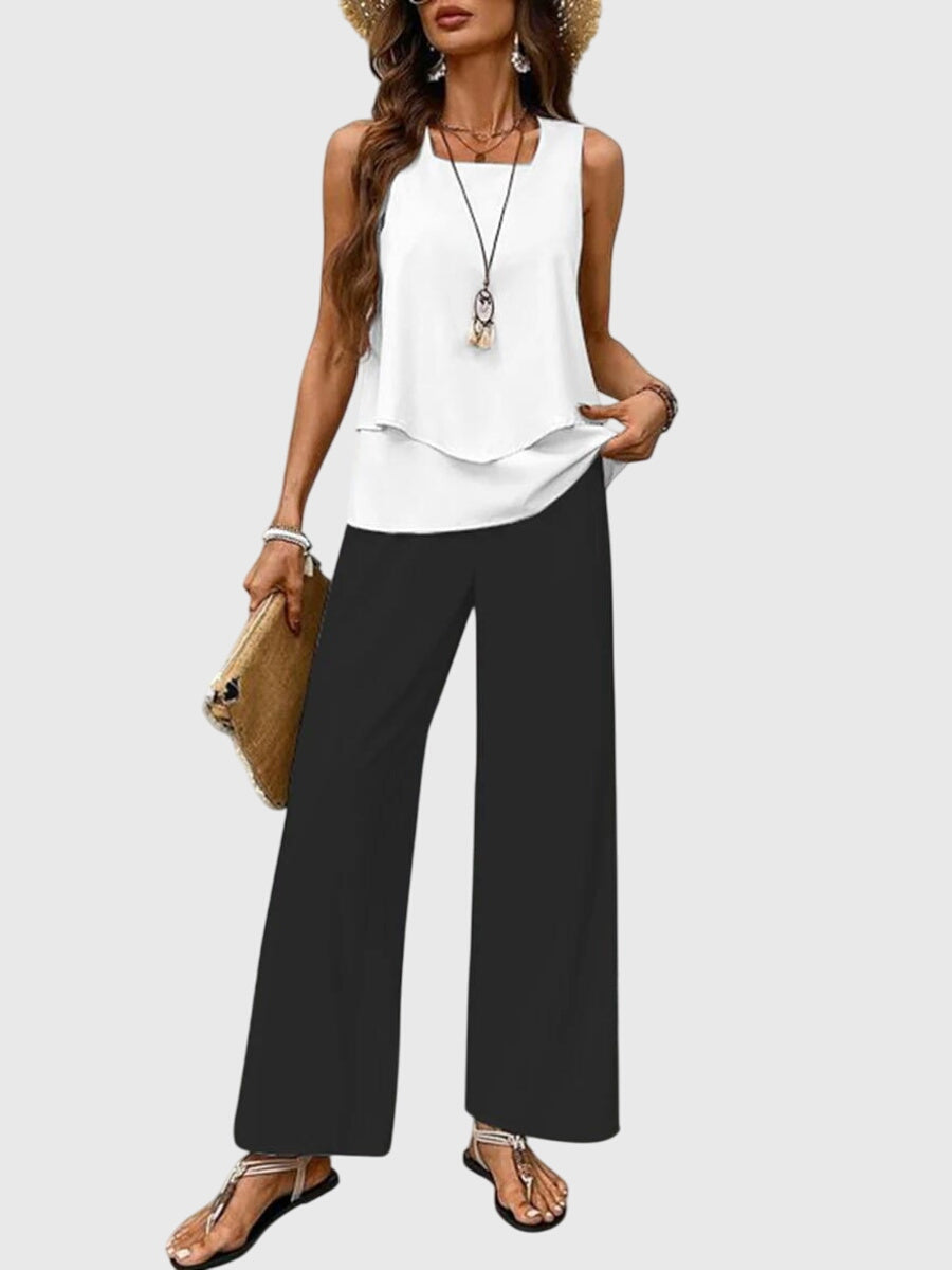 Tina | Women's Layered Top Wide Leg Set 8