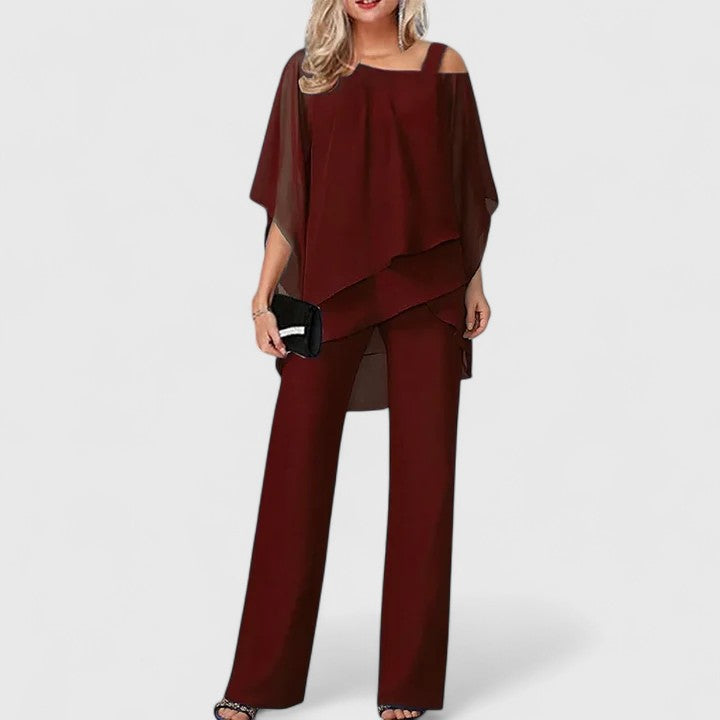 Trudy | Women's Chiffon Wide Leg Two-Piece Set 1