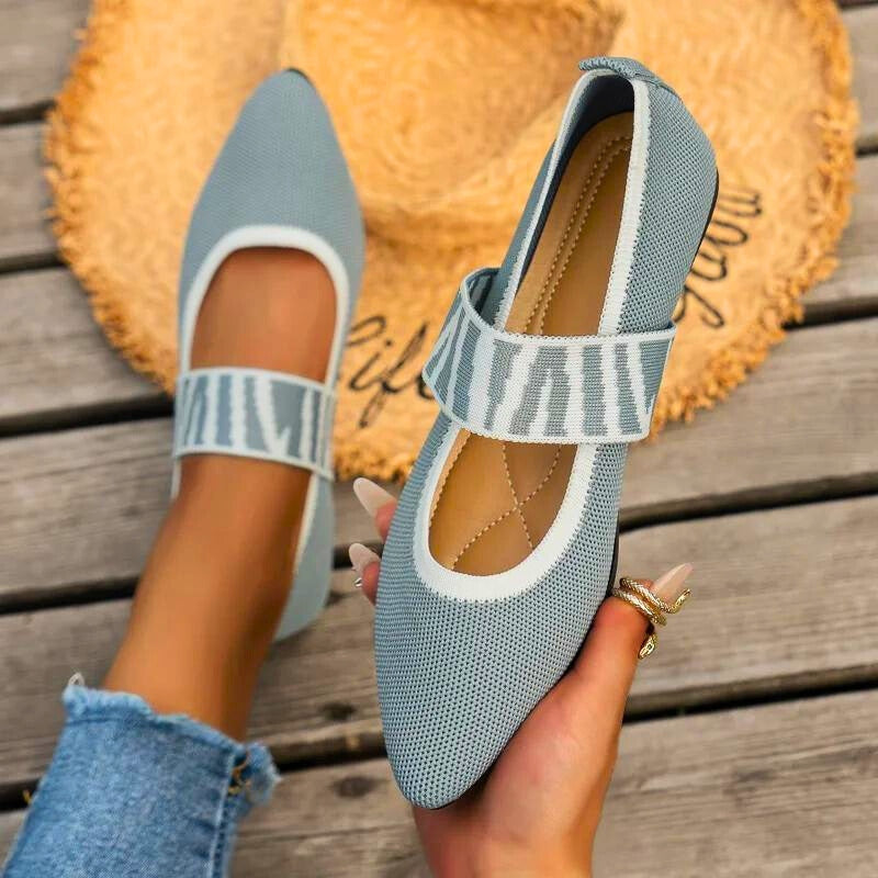 Venera | Black Flats with Elastic Strap 5