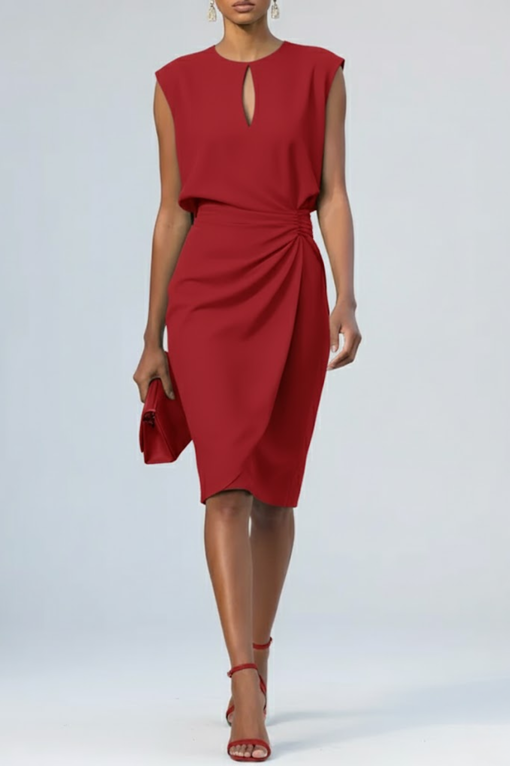 Vionera | Women's Keyhole Neck Sleeveless Midi Dress