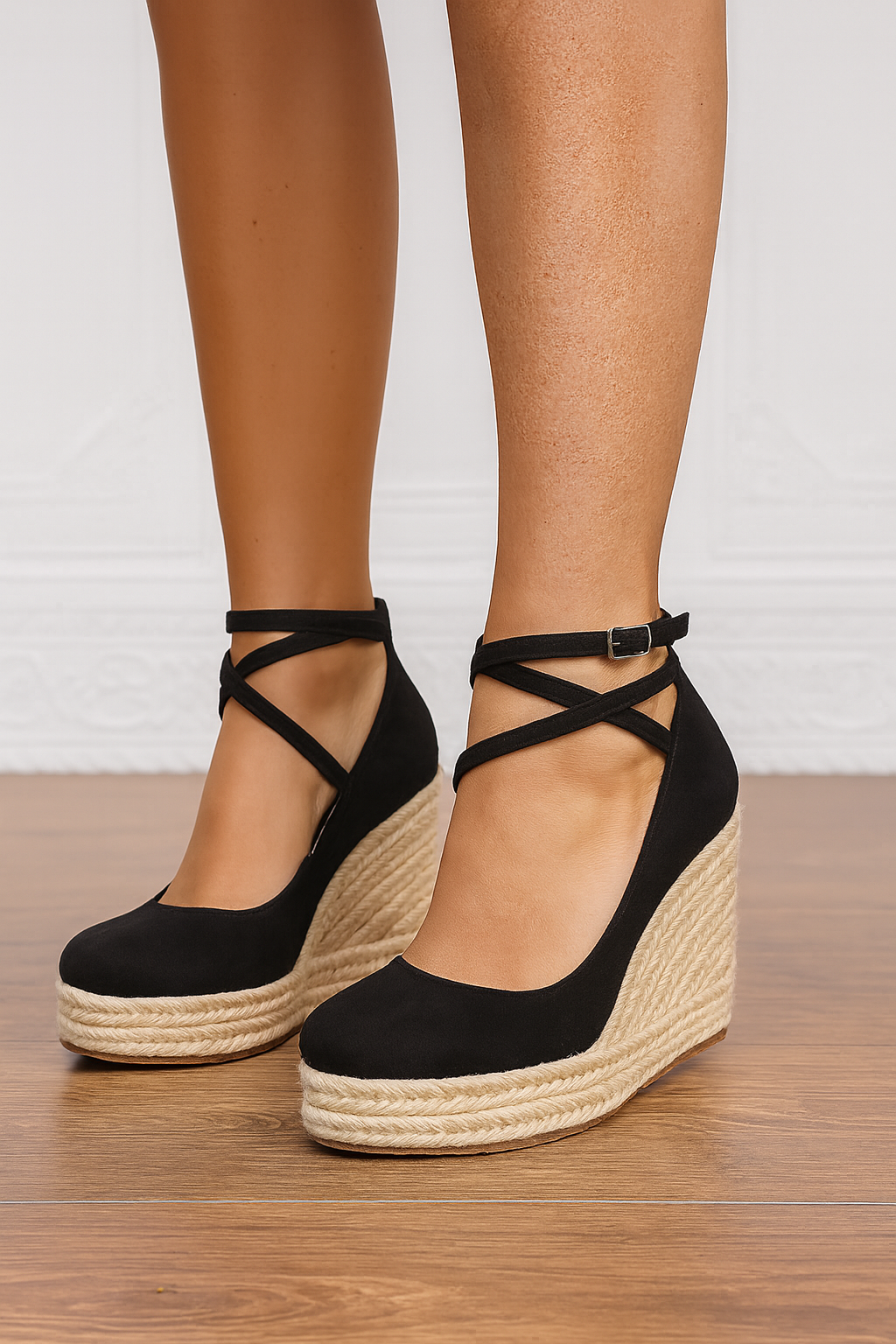 Wadelle | Women's Cross Strap Espadrille Wedge Platform Heels
