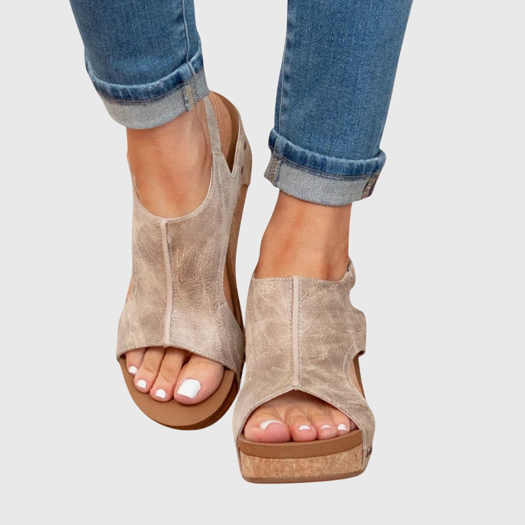 Wendy | Women's Wedge Sandals Open Toe Slingback Cork Platform
