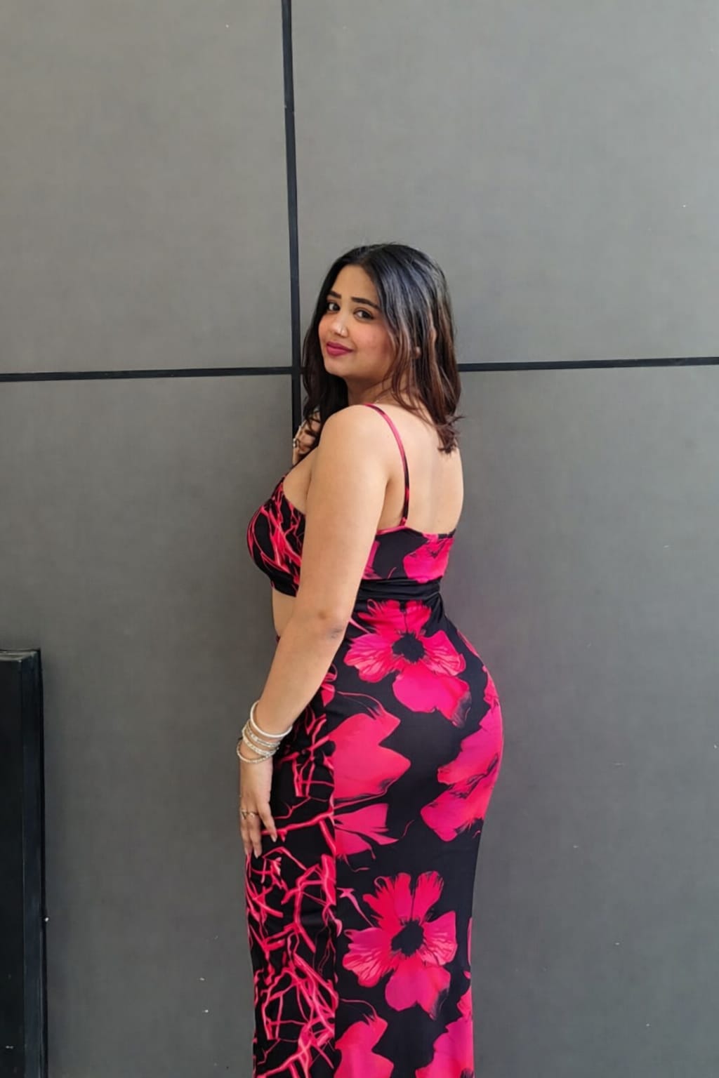Craftsmiley's Flowery black bodycon dress
