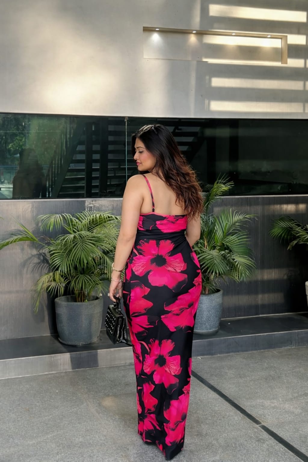 Craftsmiley's Flowery black bodycon dress
