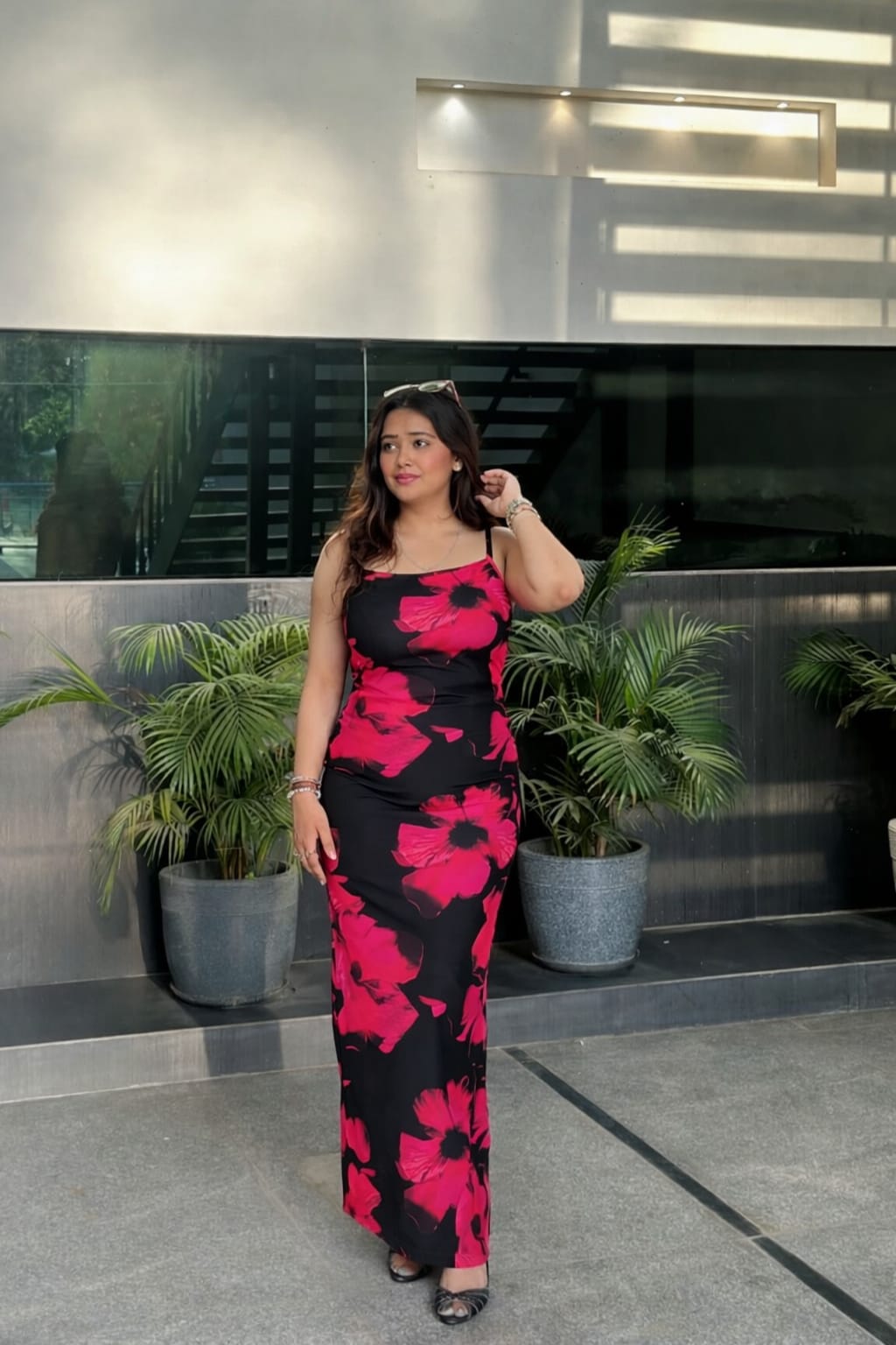 Craftsmiley's Flowery black bodycon dress