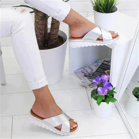 Side angle of Women Summer Orthopedic Style Sandals showing platform sole and strap placement