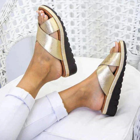Women Summer Orthopedic Style Sandals displayed in multiple color options including silver and gold