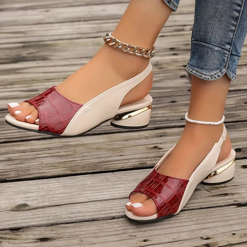 Close-up view of Women's slingback sandals showing textured front strap and cushioned footbed construction