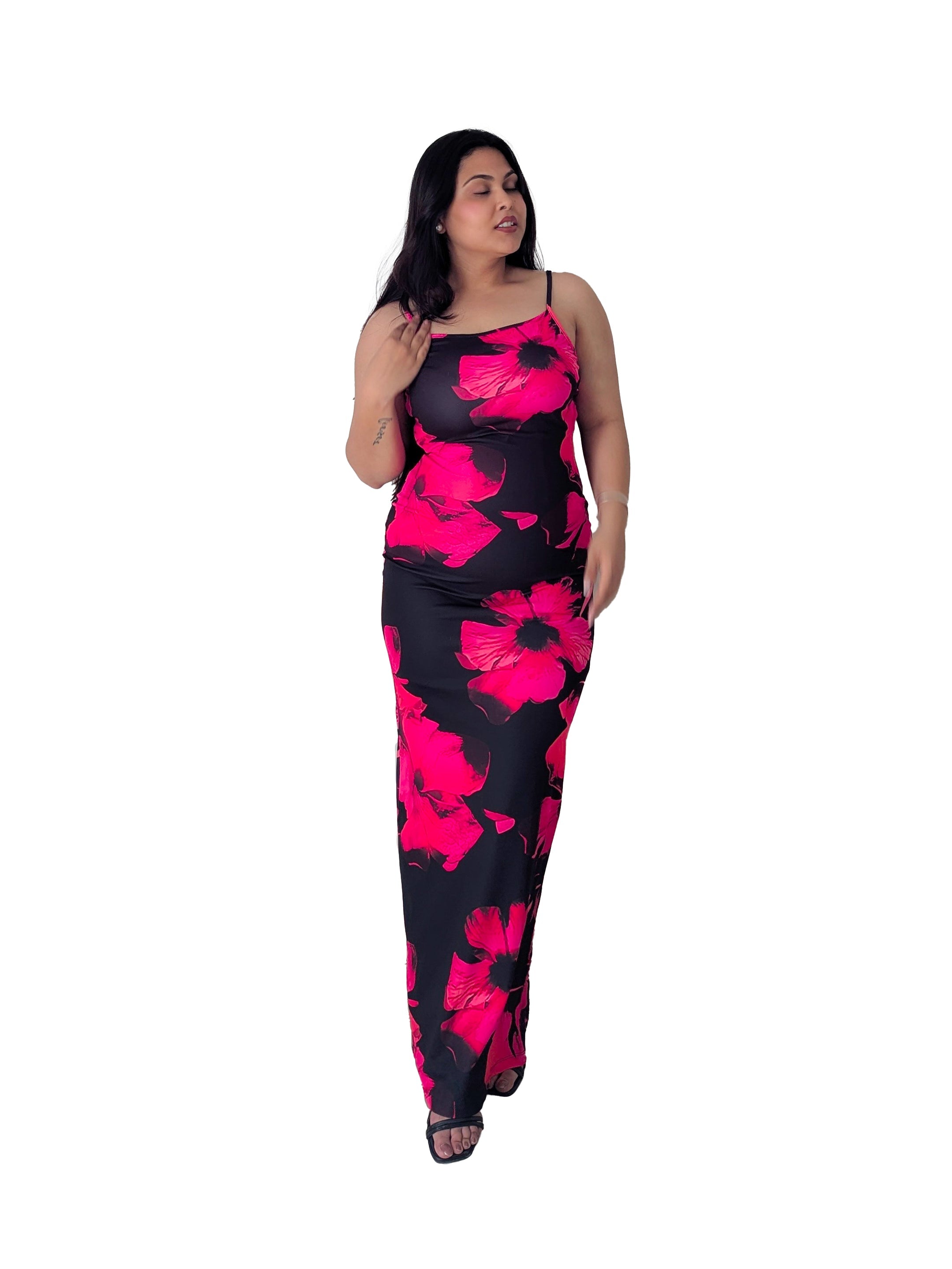 Craftsmiley's Flowery black bodycon dress