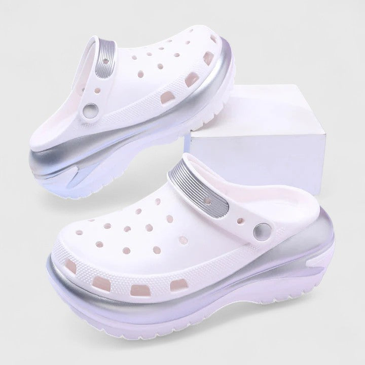 Women's platform clogs with supportive footbed and non-slip sole for casual wear